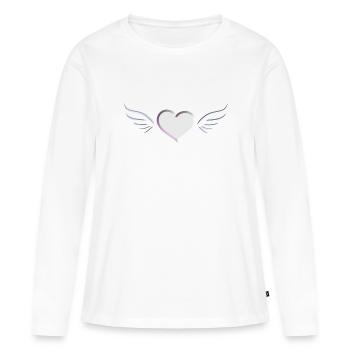 silber Engel Herz Symbol - Frauen Premium Bio Langarmshirt - Weiß - Vorne - Julia (174cm)
