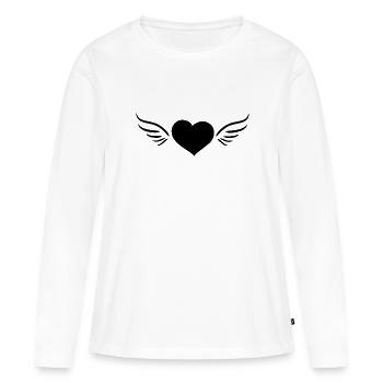 protecteur de symbole d’ailes d’ange de cœur - T-shirt manches longues Premium bio Femme - blanc - Devant - Julia (174cm)