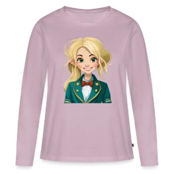 Illustration von einem Mädchen in Uniform - Frauen Premium Bio Langarmshirt - Altrosa - Vorne - Julia (174cm)