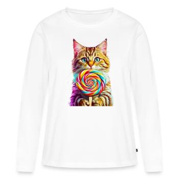 Dent sucrée - T-shirt manches longues Premium bio Femme - blanc - Devant - Julia (174cm)