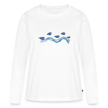 ligne gouttes lignes symboles d’eau lignes - T-shirt manches longues Premium bio Femme - blanc - Devant - Julia (174cm)