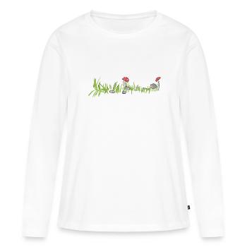Herbe Nature Champignon Surface Sol - T-shirt manches longues Premium bio Femme - blanc - Devant - Julia (174cm)