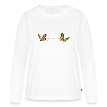 Butterfly red thread symbol animal - Women's Premium Organic Long Sleeve Shirt - white - Front - Julia (174cm)