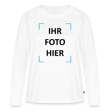 Votre photo ici | Drôle de T-shirt ironique - T-shirt manches longues Premium bio Femme - blanc - Devant - Julia (174cm)