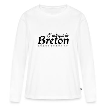 C'est qui le Breton - T-shirt manches longues Premium bio Femme - blanc - Devant - Julia (174cm)