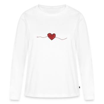 coeur fil rouge ligne connectée connecter l’amour - T-shirt manches longues Premium bio Femme - blanc - Devant - Julia (174cm)