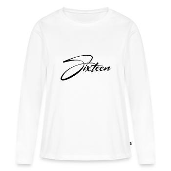 DOUX 16ÈME ANNIVERSAIRE SEIZE - T-shirt manches longues Premium bio Femme - blanc - Devant - Julia (174cm)