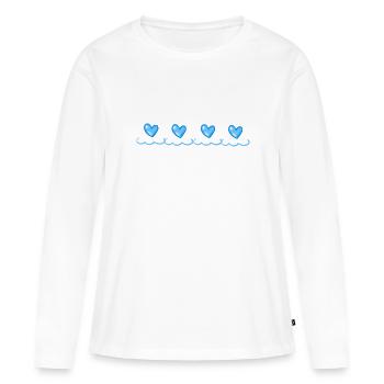 Coeur Bleu Symbole Forme Amour - T-shirt manches longues Premium bio Femme - blanc - Devant - Julia (174cm)