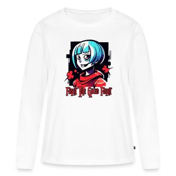 Kämpfe den guten Kampf mit einem Anime Mädchen - Frauen Premium Bio Langarmshirt - Weiß - Vorne - Julia (174cm)