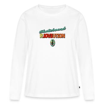 Révolution du skateboard et déclaration d’amour - T-shirt manches longues Premium bio Femme - blanc - Devant - Julia (174cm)
