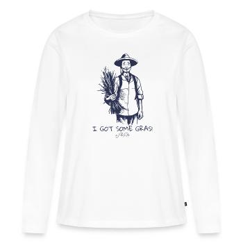 Un riziculteur chinois dit : « J’ai de l’herbe » - T-shirt manches longues Premium bio Femme - blanc - Devant - Julia (174cm)