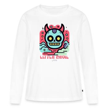 Style de dessin animé moderne : Petit diable - T-shirt manches longues Premium bio Femme - blanc - Devant - Julia (174cm)