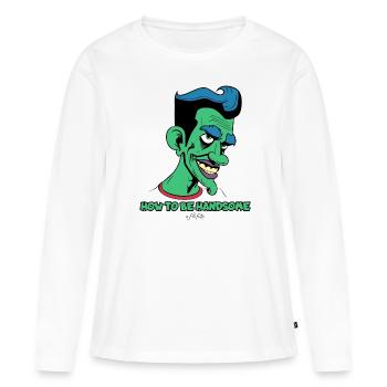 Comment bien paraître : homme de dessin animé attrayant - T-shirt manches longues Premium bio Femme - blanc - Devant - Julia (174cm)
