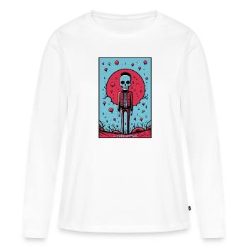 Modisches Skelett in einer öden Landschaft - Frauen Premium Bio Langarmshirt - Weiß - Vorne - Julia (174cm)