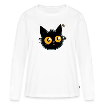 Chat de dessin animé - T-shirt manches longues Premium bio Femme - blanc - Devant - Julia (174cm)