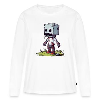 Pixel Zombie pixélisé - T-shirt manches longues Premium bio Femme - blanc - Devant - Julia (174cm)