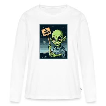 Wir wollen Veränderung, außerirdischer Protest - Frauen Premium Bio Langarmshirt - Weiß - Vorne - Julia (174cm)