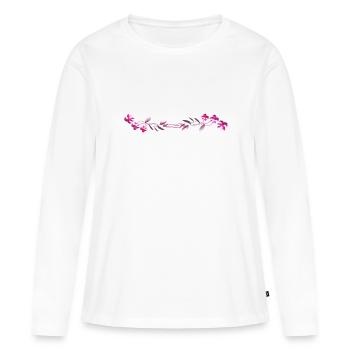 fleurs roses caresser les fleurs - T-shirt manches longues Premium bio Femme - blanc - Devant - Julia (174cm)