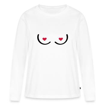 Sexy young woman. Erotic breasts. - Women's Premium Organic Long Sleeve Shirt - white - Front - Julia (174cm)