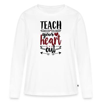 Apprenez à votre coeur - T-shirt manches longues Premium bio Femme - blanc - Devant - Julia (174cm)