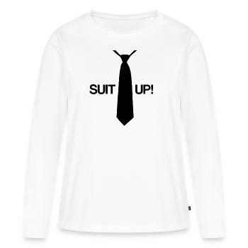 Suit Up! Costume - cravate - T-shirt manches longues Premium bio Femme - blanc - Devant - Julia (174cm)