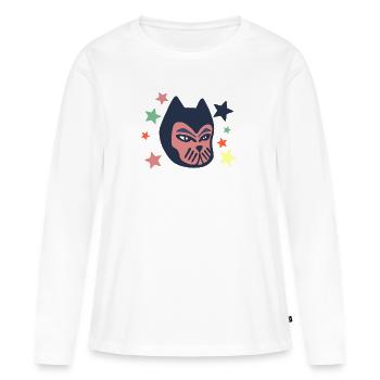 Chat galactique - T-shirt manches longues Premium bio Femme - blanc - Devant - Julia (174cm)