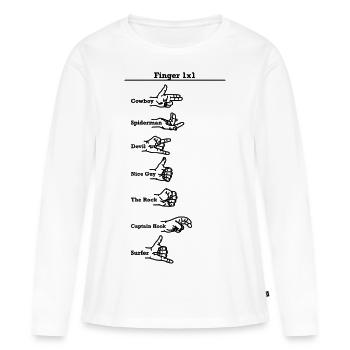 Sexe de doigt avec les doigts - T-shirt manches longues Premium bio Femme - blanc - Devant - Julia (174cm)