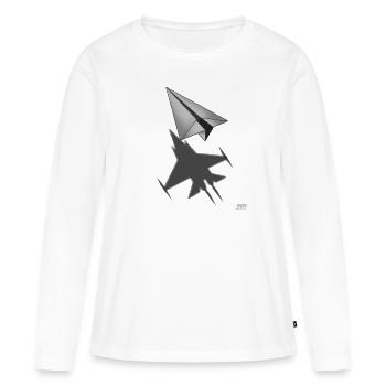 Jet de papier - T-shirt manches longues Premium bio Femme - blanc - Devant - Julia (174cm)