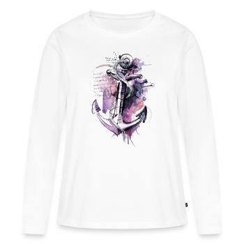 Ancre rose - T-shirt manches longues Premium bio Femme - blanc - Devant - Julia (174cm)