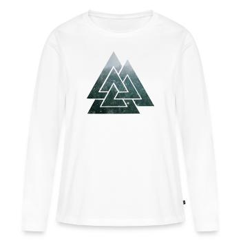 Runes viking, noeud wotans, idée cadeau triangle - T-shirt manches longues Premium bio Femme - blanc - Devant - Julia (174cm)