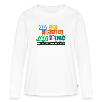 On est plusieurs dans ma tête mais c'est moi le... - T-shirt manches longues Premium bio Femme - blanc - Devant - Julia (174cm)