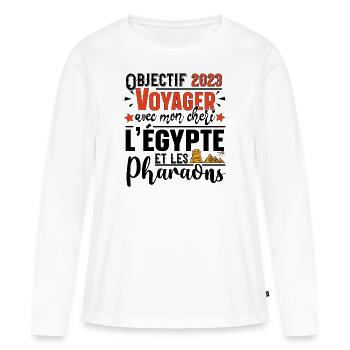 Egypte Pharaon Femme Fille Cadeau Couple Rose - T-shirt manches longues Premium bio Femme - blanc - Devant - Julia (174cm)