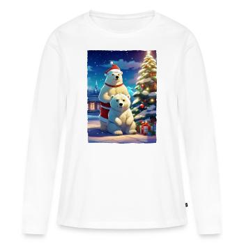 Weihnachten Eisbär 1.3 - Frauen Premium Bio Langarmshirt - Weiß - Vorne - Julia (174cm)