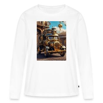Steampunk Automobile 1.8 - Frauen Premium Bio Langarmshirt - Weiß - Vorne - Julia (174cm)