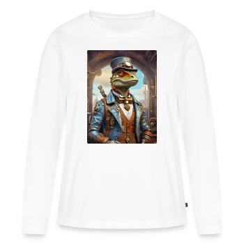 Dino Steampunk 1.20 - T-shirt manches longues Premium bio Femme - blanc - Devant - Julia (174cm)