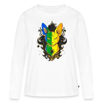 Chat Chats Fantaisie - T-shirt manches longues Premium bio Femme - blanc - Devant - Julia (174cm)