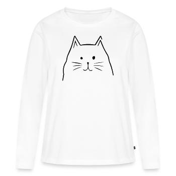Katzen Kopf - Frauen Premium Bio Langarmshirt - Weiß - Vorne - Julia (174cm)