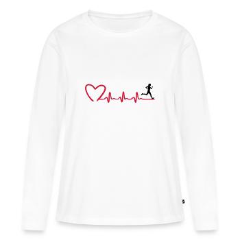 Femme en marche et ECG fréquence cardiaque, courir - T-shirt manches longues Premium bio Femme - blanc - Devant - Julia (174cm)