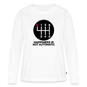 Le bonheur n’est pas un levier de changement manuel automatique - T-shirt manches longues Premium bio Femme - blanc - Devant - Julia (174cm)