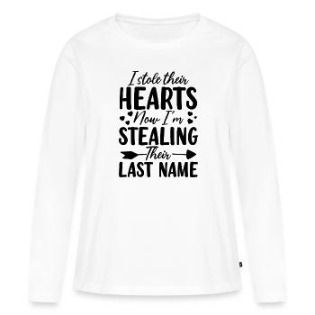 J’ai volé leurs cœurs maintenant je vole leur dernier - T-shirt manches longues Premium bio Femme - blanc - Devant - Julia (174cm)