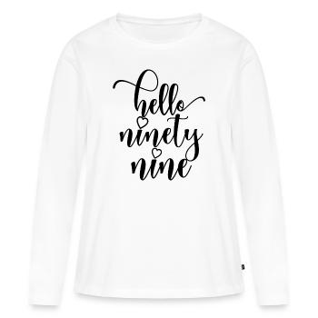 Bonjour Quatre-vingt-dix-neuf mignons anniversaire de 99 ans - T-shirt manches longues Premium bio Femme - blanc - Devant - Julia (174cm)