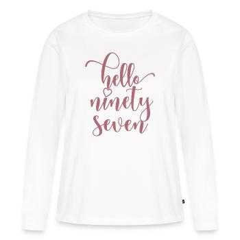 Bonjour Quatre-vingt-dix-sept mignons anniversaire de 97 ans - T-shirt manches longues Premium bio Femme - blanc - Devant - Julia (174cm)