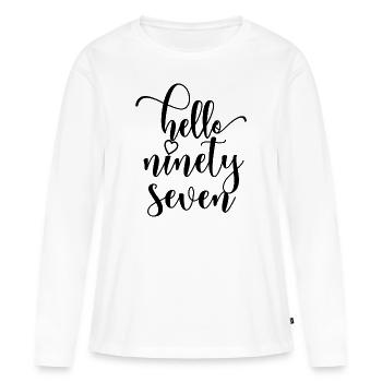 Bonjour Quatre-vingt-dix-sept mignons anniversaire de 97 ans - T-shirt manches longues Premium bio Femme - blanc - Devant - Julia (174cm)