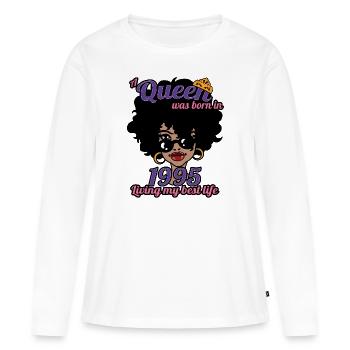 Eine Königin wurde 1995 geboren - 27 Jahre alter Geburtstag - Frauen Premium Bio Langarmshirt - Weiß - Vorne - Julia (174cm)