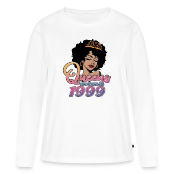 1999 Queen 25th Birthday Pour Femmes, 25 ans - T-shirt manches longues Premium bio Femme - blanc - Devant - Julia (174cm)