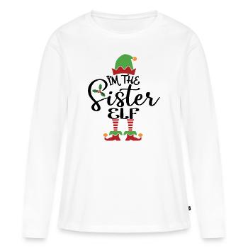 Schwester Elf süßes lustiges passendes Weihnachtskostüm - Frauen Premium Bio Langarmshirt - Weiß - Vorne - Julia (174cm)