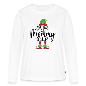 Maman Elfe Mignon Drôle Costume de Noël assorti - T-shirt manches longues Premium bio Femme - blanc - Devant - Julia (174cm)