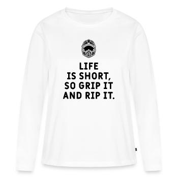 Motocross - Life is short! - Frauen Premium Bio Langarmshirt - Weiß - Vorne - Julia (174cm)