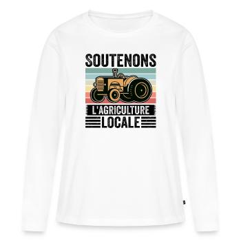 Soutenons L'agriculture Locale - T-shirt manches longues Premium bio Femme - blanc - Devant - Julia (174cm)