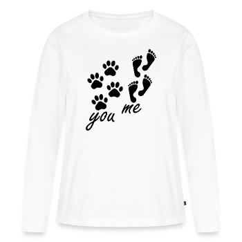 Chien chien - T-shirt manches longues Premium bio Femme - blanc - Devant - Julia (174cm)